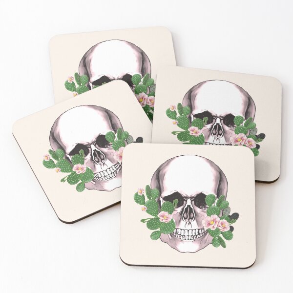 Item preview, Sugar skull with succulents plants, cactus cool funny cute mask designed and sold by Collagedream.