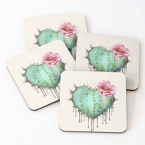 Item preview, heart cactus,succulent, paint dripping, plant lovers designed and sold by Collagedream.