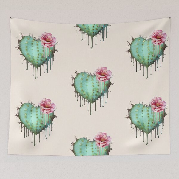 Item preview, heart cactus,succulent, paint dripping, plant lovers designed and sold by Collagedream.