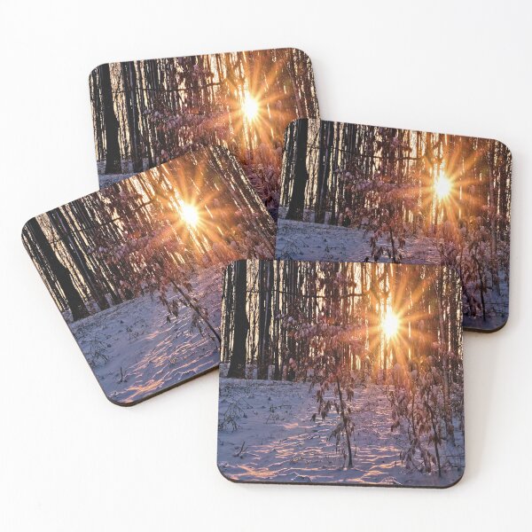 Item preview, Golden sun star in the winter forest designed and sold by frankuffmann.