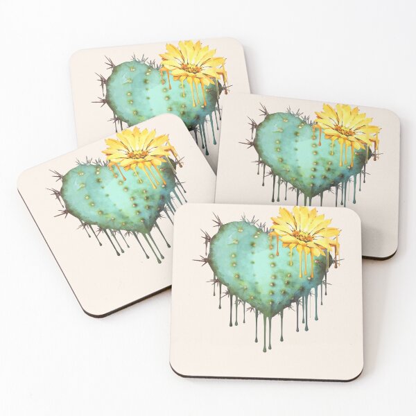 Item preview, heart cactus,succulent, succulents lovers, plant lovers, jellow flowers designed and sold by Collagedream.