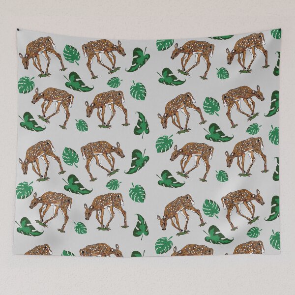 Item preview, white-tailed deer fawn with green leaves designed and sold by The Red Shop.