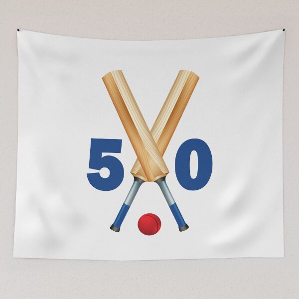 Item preview, Cricket number 50 - fifty with bats and ball designed and sold by AllShirts21.