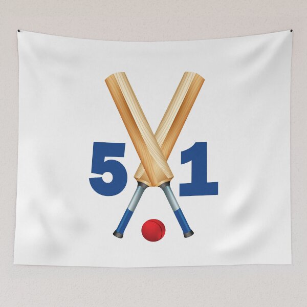 Item preview, Cricket number 51 - fifty one with bats and ball designed and sold by AllShirts21.
