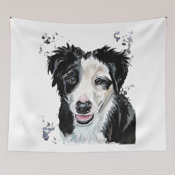 Artikelvorschau, Aquarell eines Border Collie Welpen entworfen und verkauft von SaltySerenity.