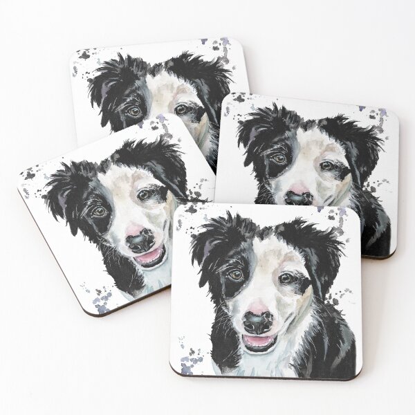 Artikelvorschau, Aquarell eines Border Collie Welpen entworfen und verkauft von SaltySerenity.