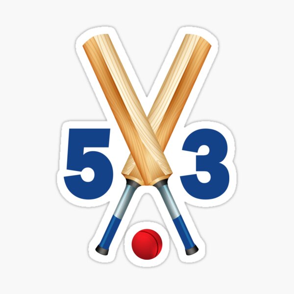 Vista previa del artículo con la obra «Cricket número 53 - cincuenta y tres con bates y pelota», diseñado y vendido por AllShirts21.