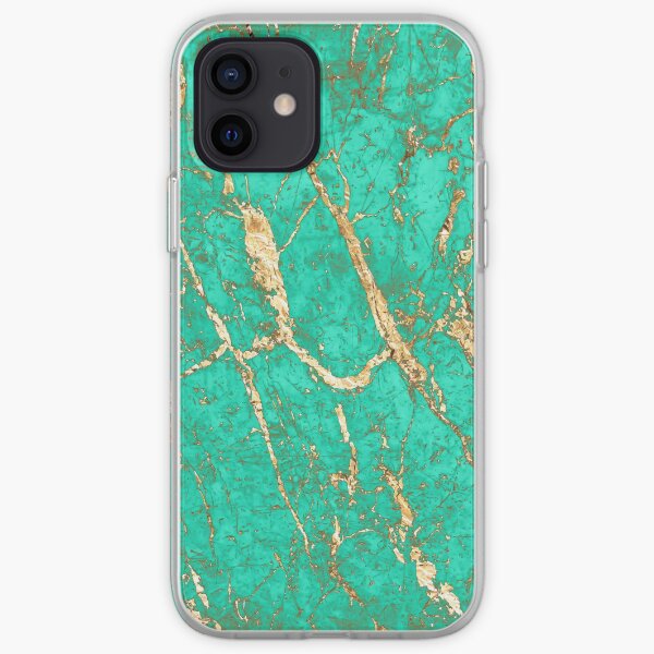 Chic Gold Turquoise Marble Pattern iPhone Soft Case