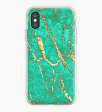 Chic Gold Turquoise Marble Pattern iPhone Case