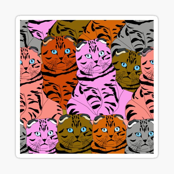 Item preview, cute odd funny cat colorful pattern designed and sold by The Red Shop.