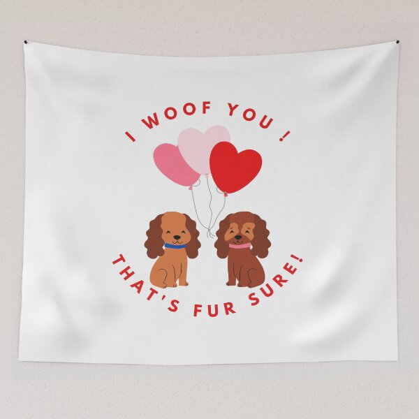 Aperçu de l'œuvre Je vous Woof ! Couple Cockerpoo Saint Valentin - Mignon créée et vendue par Pumpkin-Prints.