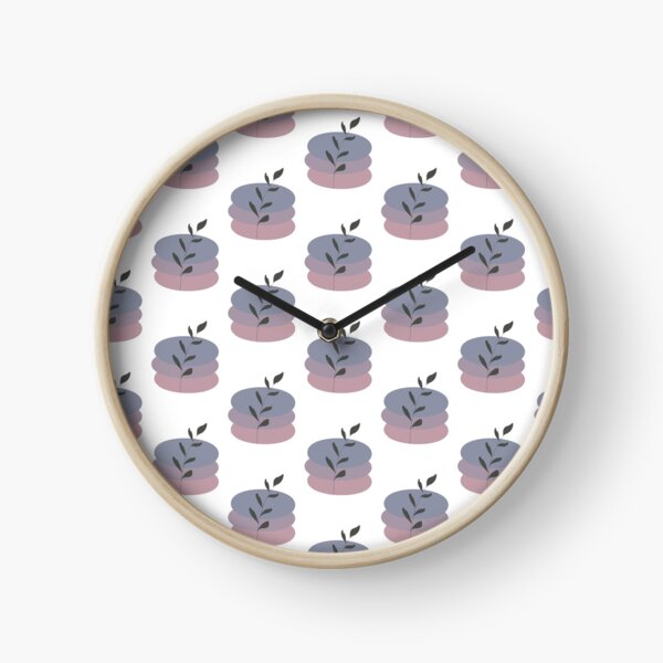 Pastel and Black Leaf Print Clock