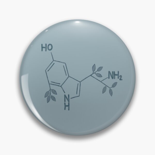Item preview, Serotonin, illustration of the hormone of happiness, with blue leaves C₁₀H₁₂N₂O "SEROTININ" designed and sold by AnimalBloo.