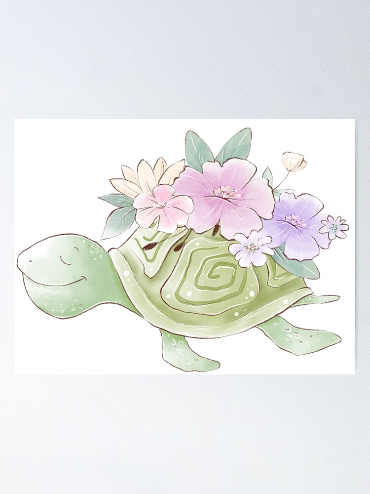 Póster «Cute dibujos animados de tortugas marinas con delicadas flores ilustración acuarela» de Rachidsolution | Redbubble Póster «Cute dibujos animados de tortugas marinas con delicadas flores ilustración acuarela» de Rachidsolution | Redbubble