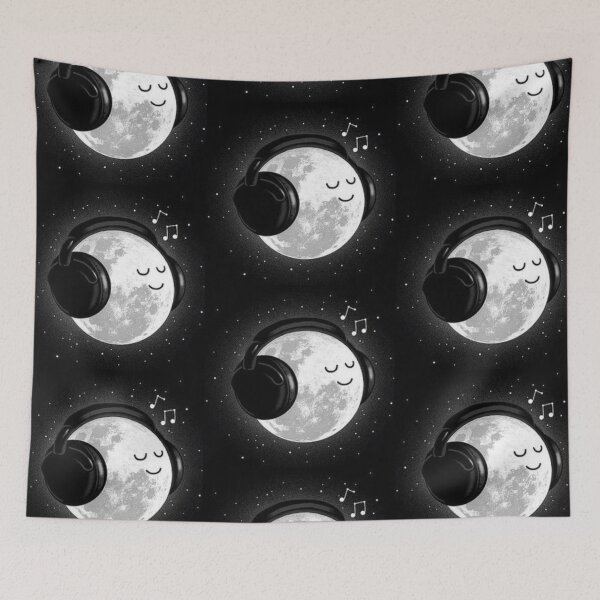 Item preview, Moon listening to music  designed and sold by Joudi Alkhairat.