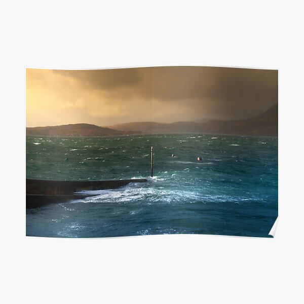 Storm Light of Elgol Sea Poster