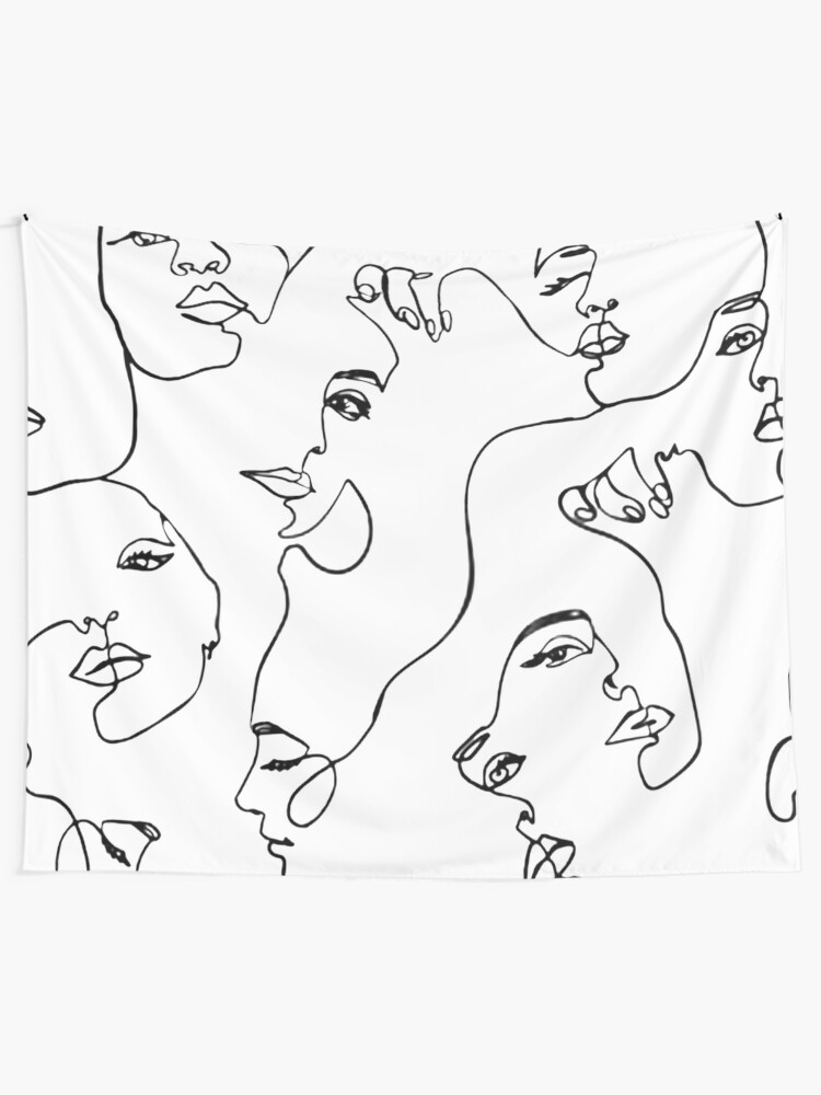 Alternate view of One Line Art Tapestry