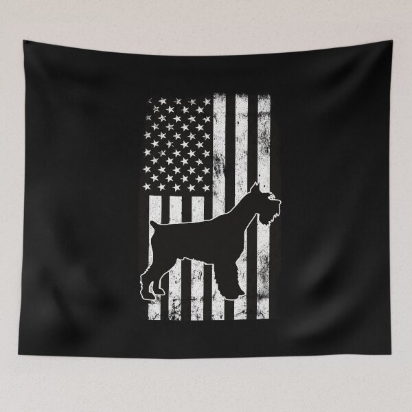 Item preview, Bandera americana desgastada de un mini schnauzer designed and sold by TrendingTees4u.