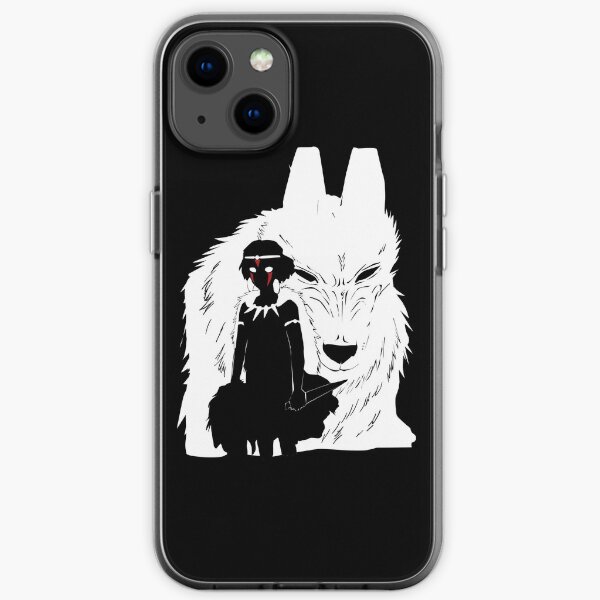 Prinzessin Mononoke und Wolf Illustration - Schwarzweiss iPhone Flexible Hülle