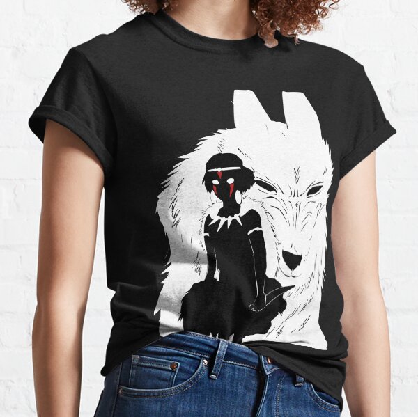 Prinzessin Mononoke und Wolf Illustration - Schwarzweiss Classic T-Shirt