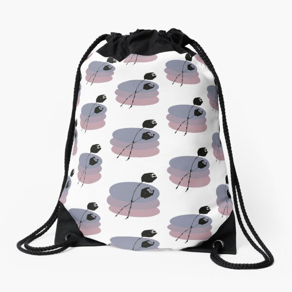 Pastel and Black Ink Tulip Drawstring Bag