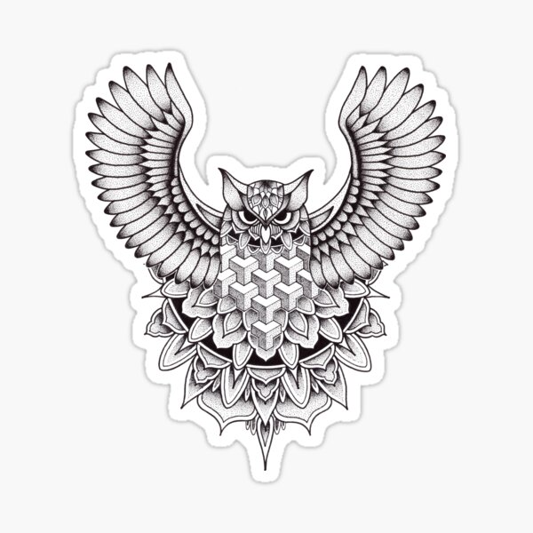 Item preview, Geometric owl mandala designed and sold by René Voortwist Pen and Ink art.