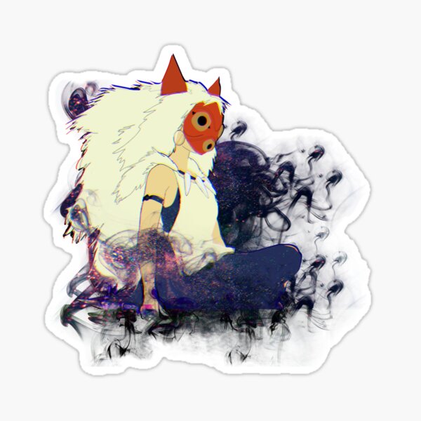 Illustration de la princesse masquée Mononoke - fumée et brouillard magique Sticker