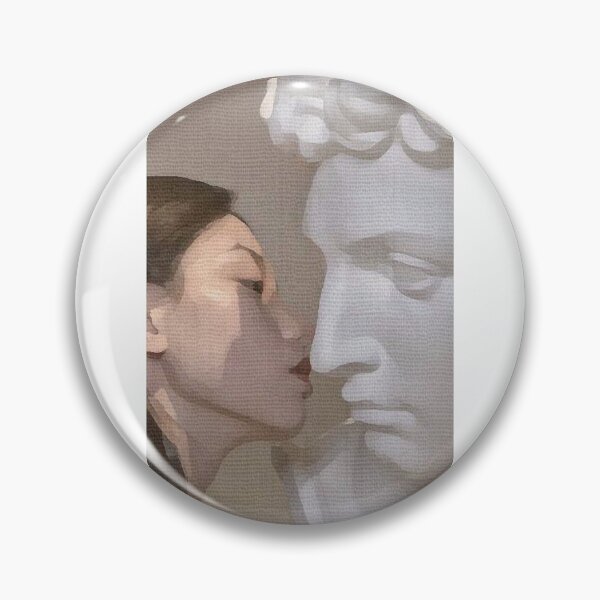 Item preview, Canvas Texture Design Girl Kissing Ancient Male Statue  designed and sold by excuszeme.