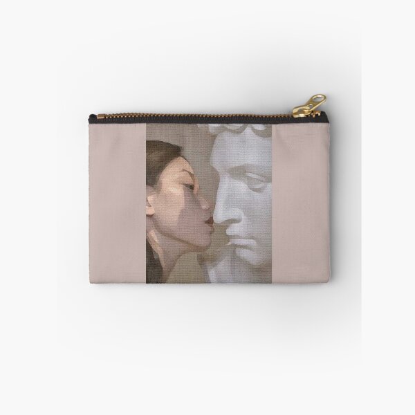 Item preview, Canvas Texture Design Girl Kissing Ancient Male Statue  designed and sold by excuszeme.