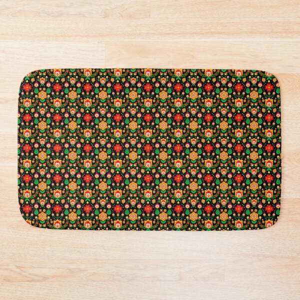 Item preview, Festive Folk Art Flowers on Black designed and sold by KrisInStitches.