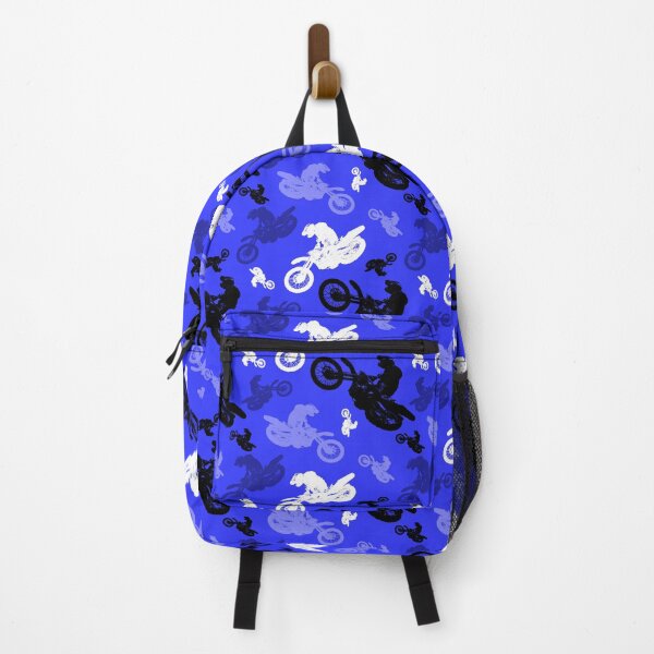 Blue Motocross dirt bike racing graphics Backpack