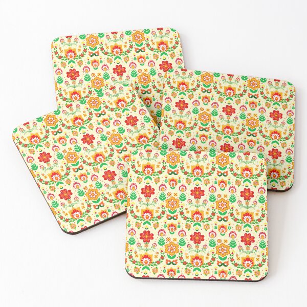 Item preview, Festive Folk Art Flowers on Cream designed and sold by KrisInStitches.