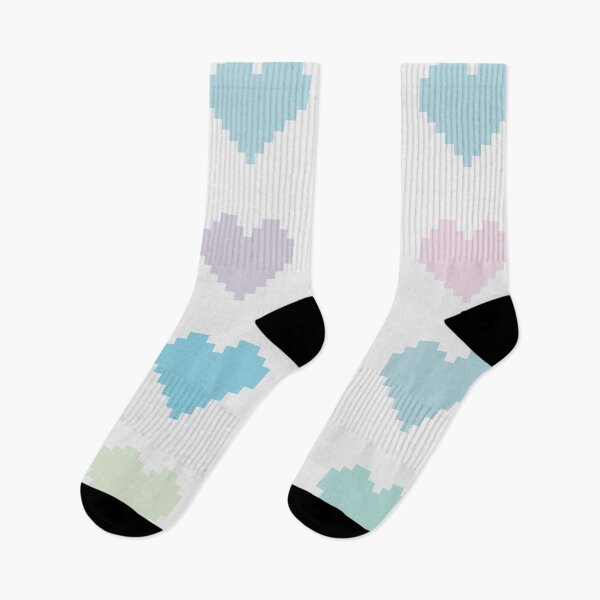 Item preview, 20 pixel design hearts in pastel tones - blue green - on light gray designed and sold by greatnorris.