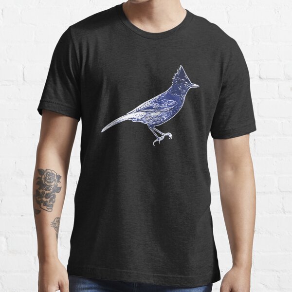  Watercolor blue stellar jay bird artistic animal watercolour T- Shirt : Clothing, Shoes & Jewelry