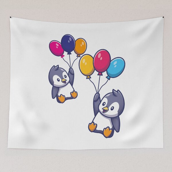 Item preview, cute penguins with bloons designed and sold by YOUR SHOP.