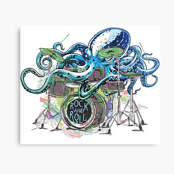 Item preview, Drummer Octopus playing the drums Rock and Roll Style designed and sold by kieljo.