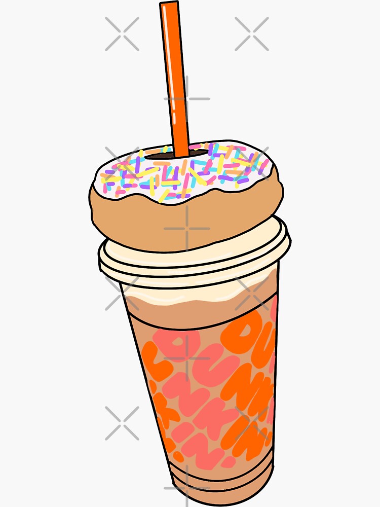 "Dunkin iced coffee and doughnut " Sticker by cmstremlau Redbubble