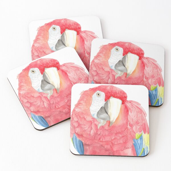 Item preview, Scarlet macaw watercolor bird portrait painting  designed and sold by L'Atelier Oranjade.