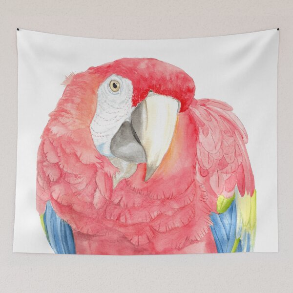 Item preview, Scarlet macaw watercolor bird portrait painting  designed and sold by L'Atelier Oranjade.