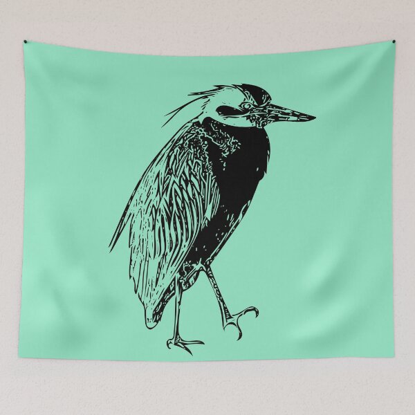 Item preview, Yellow Crowned Night Heron Black Print  designed and sold by designsasstultd.