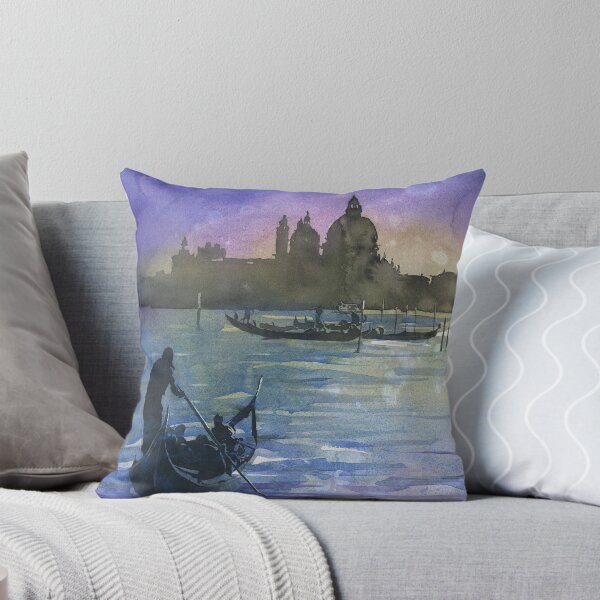 Item preview, Venice Italy gondolier and church of Santa Maria della Salute moonlit in medieval city of Venice, Italy.  designed and sold by rfoxphoto.