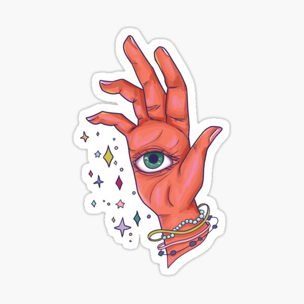 oeil magique paume lecture main Sticker fini brillant