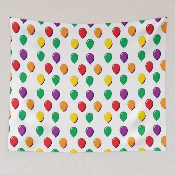 Item preview, Six Balloons, Illustration, Red, Purple, Orange, Yellow, Green, inflated, pop, colorful, birthday designed and sold by Nostrathomas66.