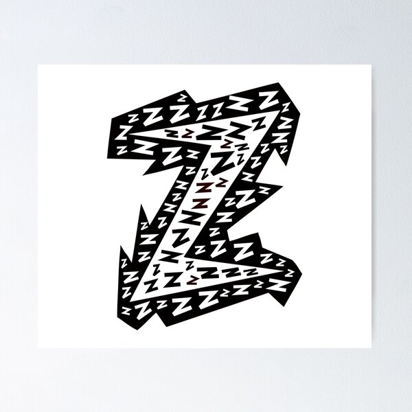 Item preview, Letter Z (transparent/white on black) designed and sold by artfulnotebook.