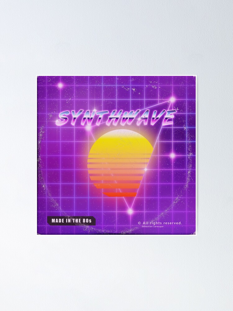 Alternate view of Synthwave music vinyl disk album Poster