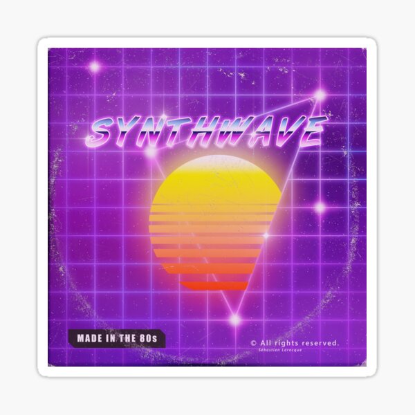 Synthwave music vinyl disk album Sticker