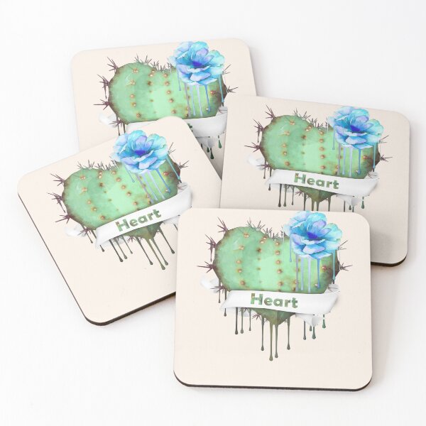 Item preview, heart cactus,succulent, succulents lovers, plant lovers, blue flowers designed and sold by Collagedream.