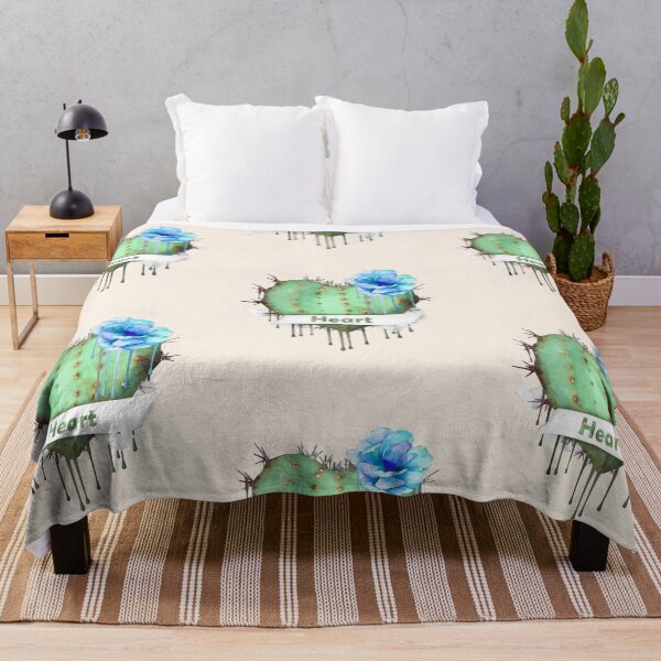 Item preview, heart cactus,succulent, succulents lovers, plant lovers, blue flowers designed and sold by Collagedream.