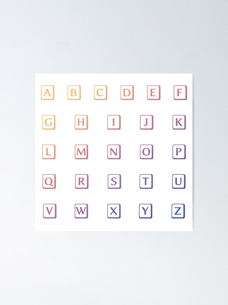 "gradient alphabet in boxes (uppercase)" Poster for Sale by SugarDesign Redbubble
