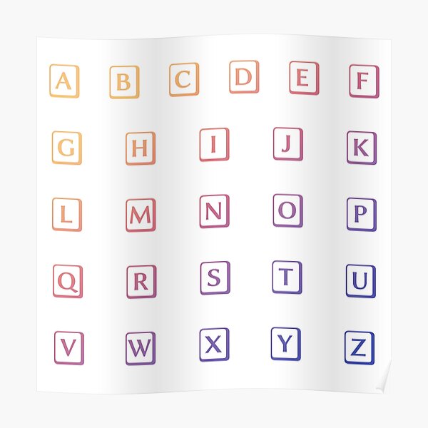 "gradient alphabet in boxes (uppercase)" Poster for Sale by SugarDesign Redbubble